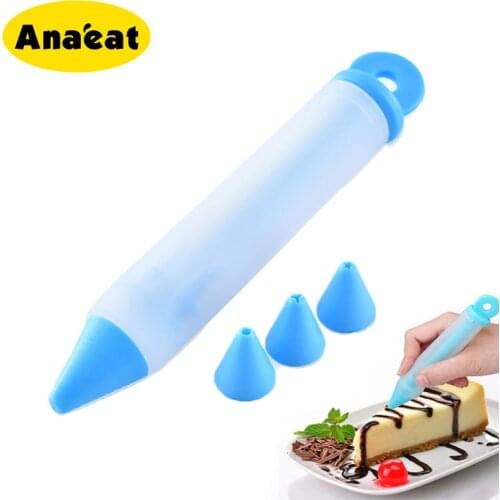 ANAEAT 1pc Silicone Food Writing Pen Chocolate Decorating tools Cake Mold Cream cup cookie Icing Piping Pastry Nozzles