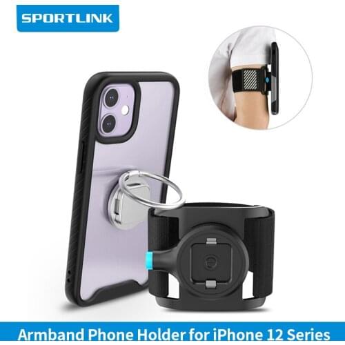 SPORTLINK Running Armband for iPhone 12 Mini/12 Pro Max Quick Mount Sport Arm Band with Rugged Case for Hiking Jogging Biking