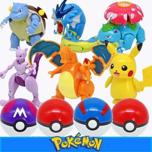 Takara Tomy Deformation Pokeball Figures PokemonToys Transform Pikachu Charizard Squirtle Action Figure Model Dolls kids Gift