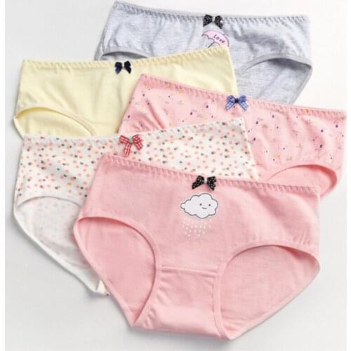 4Pcs/lot Panties Women Underwear Briefs Breathable Underpants Girls Soft Panty waist size girls briefs T518-4