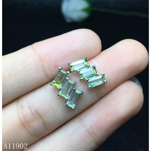 KJJEAXCMY fine jewelry 925 pure silver inlaid natural gemstone tourmaline ear nail support detection
