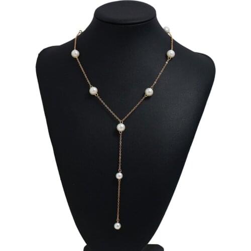 Womens Jewellery Handmade Chain Simulated Pearls Necklace Bridal Jewelry Necklaces Female White Wedding Gifts Collares