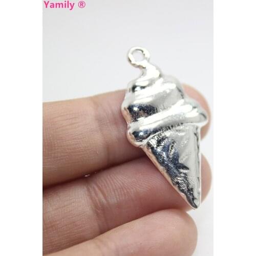12pcs-- Ice cream 37x19mm Bright silver tone Ice cream Charm pendant for diy jewelry making pj2758