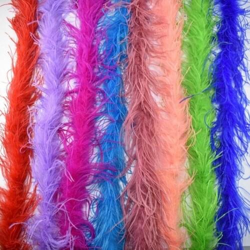 2 Meters/Pcs Colorful Ostrich Feather Boa Wedding Decoration Dance Apparel Feather Strip Shawl Ostrich Feathers for Crafts Trim