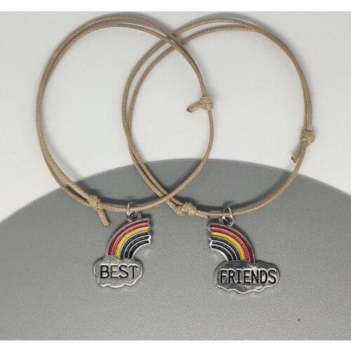 2 Pcs Best Friend Rainbow Couple Bracelet Adjustable Boy Girls Friendship Hand Bracelet Lucky Red Black Rope Women Men Jewelry