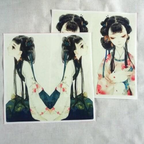 24*24cm 2pcs Hanfu antiquity style girl pirate cotton linen Fabric Scrapbooking Art Work Sewing Toys diy sewing for bag SL-153