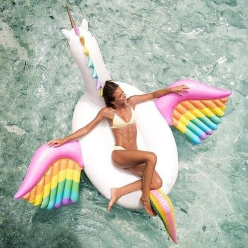 250cm Giant Pegasus Inflatable Pool Float Rainbow Unicorn Ride-on Water Toy For Women Men Family Beach Lounger Air Mattress boia