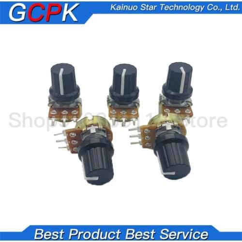 2pcs WH148 B10K B20K B50K B100K 3pin 15mm 1K 2K 5K 10K 20K 50K 100K 250K 500K 1M 1pcs wh148 + 1pcs AD2 knob Potentiometer knob