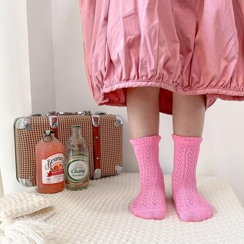 3 Pairs Baby Stocks Kids Socks Summer Cotton Baby Socks Girls Mesh Cute Cool Candy Solid Color Shift Toddler Socks Floor Socks