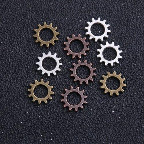 40pieces/lot 12mm Three color Metal Alloy Gear Jewelry Steampunk Charm Jewelry Findings Free shipping