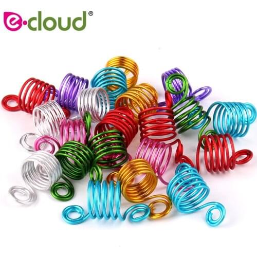 50pcs/Pack Dreadlock Braids Hair Beads Stretch Multicolour Spiral Shape Hair Cuffs Clips Rings Tube For Braid Hair Accessories