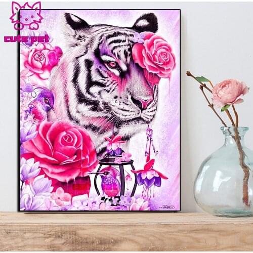 5D DIY Diamond Painting Roses flowers tigers birds Full Square Drill Rhinestone Diamant Embroidery animal Mosaic Kits Home decor