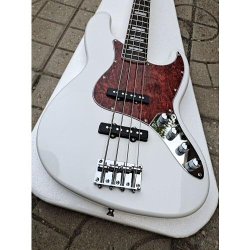 Free delivery high quality 4 string JAZZ BASS Pearl white electric bass Red armor pickpocket Real photos Support for custom
