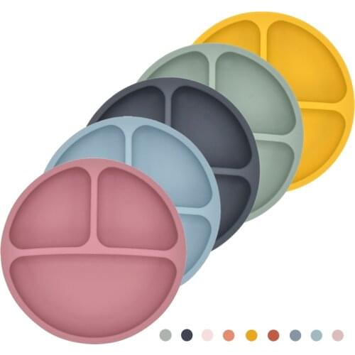 Baby Safe Silicone Dining Plate Solid Cute Cartoon Children Dishes Grade Tableware for Baby Training Tableware Kids Feeding Bowl