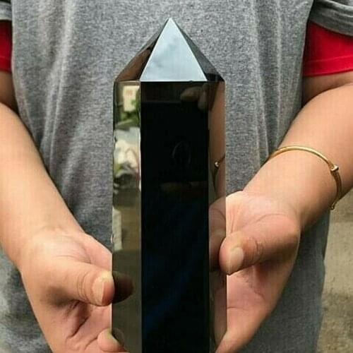 16-18cm Large Natural Black Obsidian Point Tower Fengshui Crystal Gemstones Spirit Chakra Healing For Home Decoration Gifts