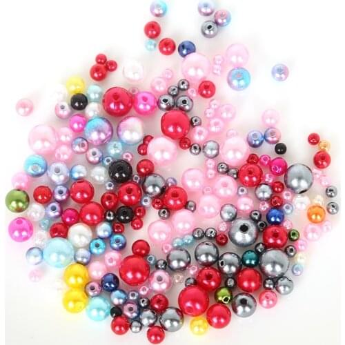 DIY Imitation Garment Beads Pearl ABS Round Beads For Necklace Bracelet DIY Fashion Jewelry Making 350pcs/lot Mix Size 4-10mm