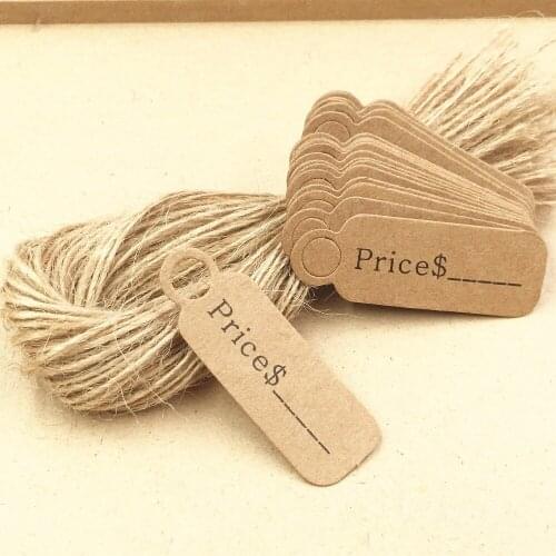 200pcs Kraft Price Tags+200pcs Hemp Strings DIY Handmade Price Packing Labels For Flower/Jewelry/Gift Boxs/Baking/Cosmetics