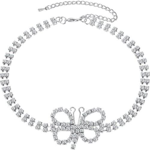Simplicity Butterfly Choker Full Crystal Rhinestone Choker Necklace Gold Silver Color Women Lady Banquet Jewelry Delicated Gift