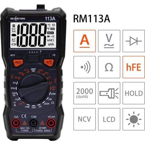 Letme RM113D NCV Digital Multimeter 6000 Counts Auto Ranging AC/DC Voltage Meter Flash Back Light Large Screen 113A
