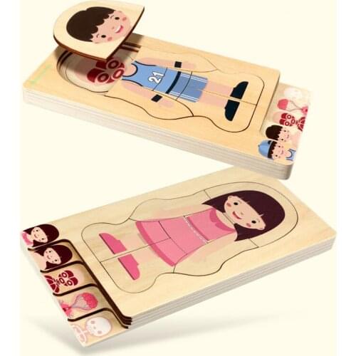 Montessori Children Educational Toys Wooden Human Body Puzzle Boys Girls Body Structure Wooden Children Puzzles Kids Toys Educat