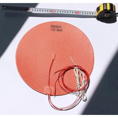 Dia 300mm, 500W@110V, w/ 3M PSA & NTC 100K Thermistor,Keenovo Round Silicone Heater Pad,3D Printer Heater,Heatbed, Free Shipping