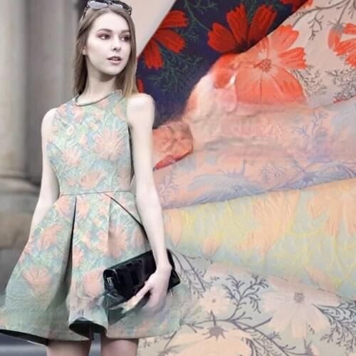 Designer jacquard fabric High-end high-precision yarn-dyed jacquard fabric fluffy cosmos dress umbrella skirt fabric