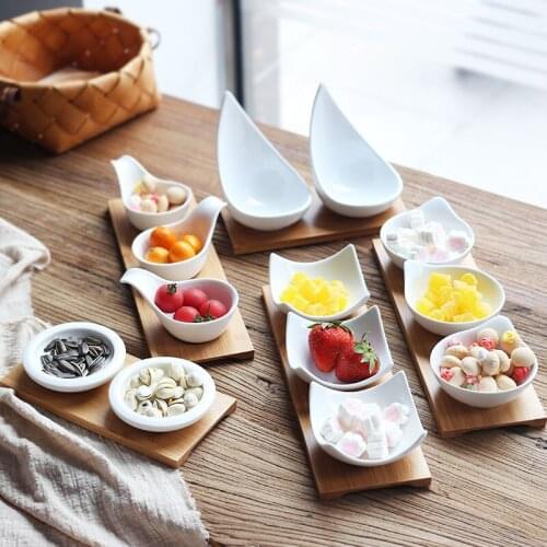 European Style Ceramic Snacks Fruit Plate Creative Seasoning Vinegar Sauce Dish Porcelain Dessert Candy Dish Kitchen Dinnerware