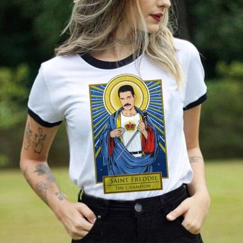 Summer Freddie Mercury T Shirt Women Queen Funny Tee Vintage Ulzzang Tshirt Gothic Female Clothing T-shirt Casual 90s Femme men