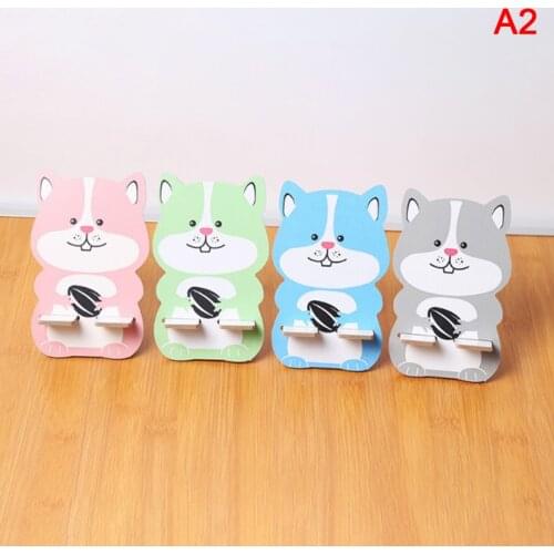 Hot Universal wood cartoon Mobile phone holder stand cute painting desk New