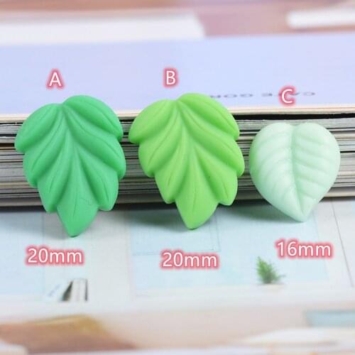 Green Leaf Cabochons 20pcs Resin Lovely Flatback Cabochon Leaves Scrapbook Kawaii DIY Embellishments Accessories