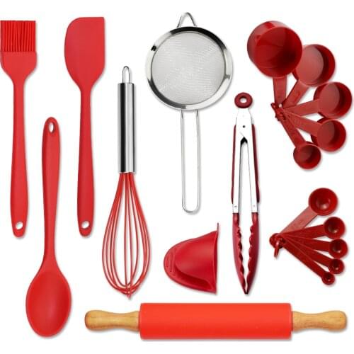 Kitchen Silicone Non-stick Cooking Spoon Spatula Egg Beaters Utensils Measuring Cups Cooking Tools Accessories Supplies