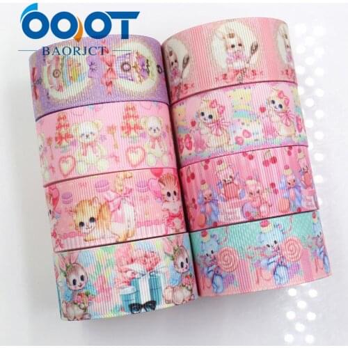 OOOT BAORJCT G-181017-1405,25mm 10yards Small animals Ribbons Thermal transfer Printed grosgrain,DIY gift wrapping materials
