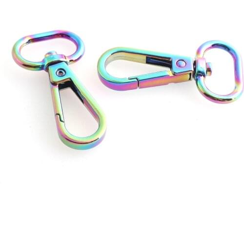 Metal Swivel Clasp 20mm Lanyard Hook Push gate Lobster Clips DIY Bag Strap Rainbow Keychain Base Lanyard Claw