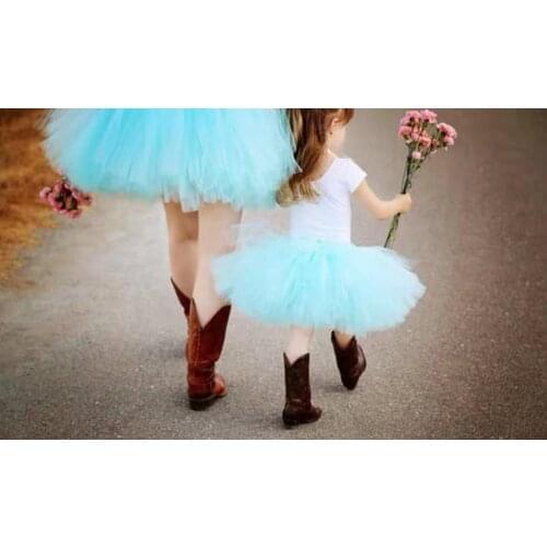 Cute Baby blue Tutu Skirts Girl Handmade Fluffy Tulle Ballet Pettiskirts with Dots Bow and Flower Headband Newborn Party Skirt