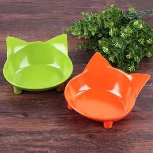 Cat Shape Bowl Hot Sell Cute Pet Supplies Candy Color Plastic Dog Bowl Feeding Water Food Puppy Feeder Cat Dog Bowls