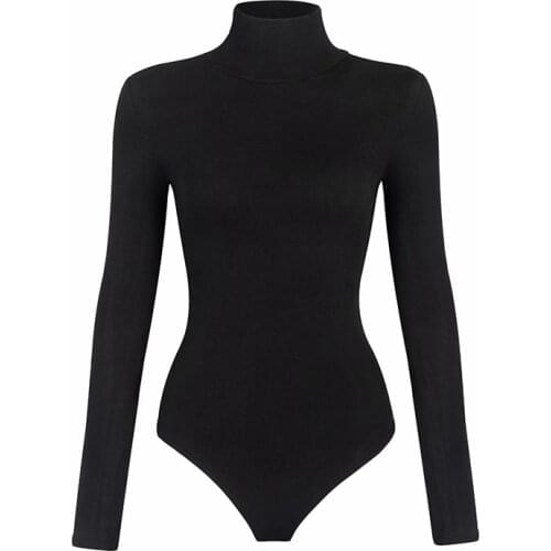 Fashion New Sexy Fleece High-Neck Bottoming Bodysuit Ladies Long-Sleeved Wearing Slim Chic Jumpsuit