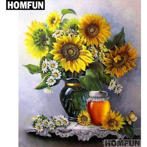 HOMFUN Full Square/Round Drill 5D DIY Diamond Painting "Sunflower flower" Embroidery Cross Stitch 5D Home Decor Gift A01677