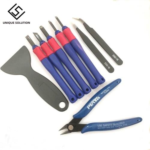 Repair Knife Tweezers Spade Clipper Tool Kit Set for 3D Printed Model Deburring Clean-up 9pcs/set 3D Printer Parts