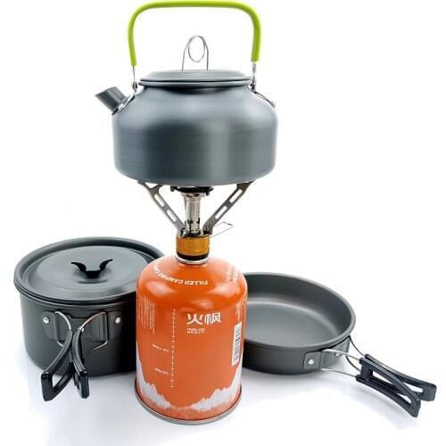 Camping Cookware Set Aluminum Non-Stick Cookware Portable Outdoor Tableware Kettle Cookware Cookware Pot Hiking Barbecue Picnic