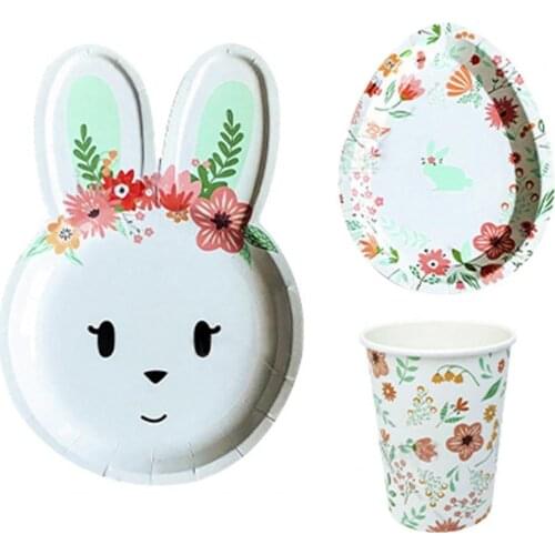 Cutlery Set Disposable Bunny Rabbit Pattern Plastic Outdoor Portable Tableware Kit for Outdoor