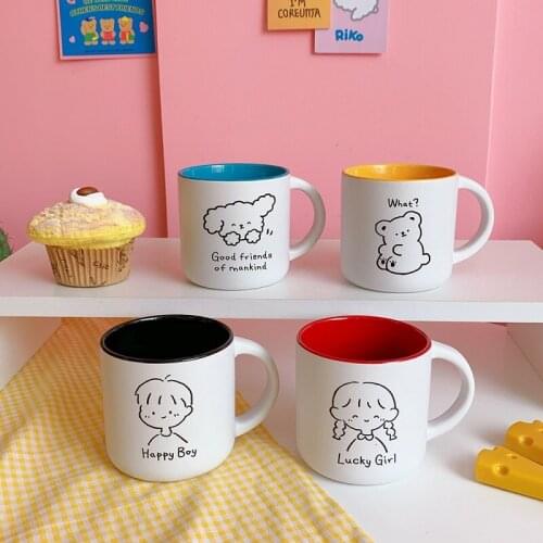 Couple ceramic mug creative personality trend mug gift simple nordic ins girl super cute household water cup