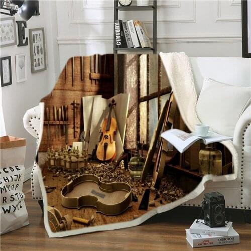 New 3D Music Piano Violin Printed Plush Blanket Fashion Quilts Decoration Bedspread Casual Fleece Throw Blanket For Adult Sofa