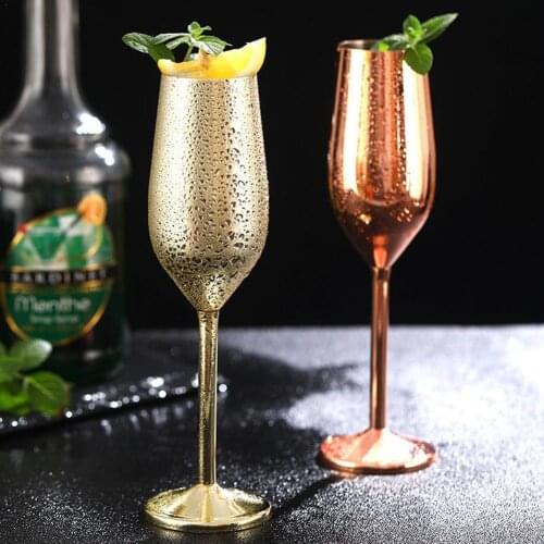 Champagne Glass Steel Champagne Cup Wine Glass Cocktail Creative Metal Wine Glass Bar Restaurant Goblet Rose Gold