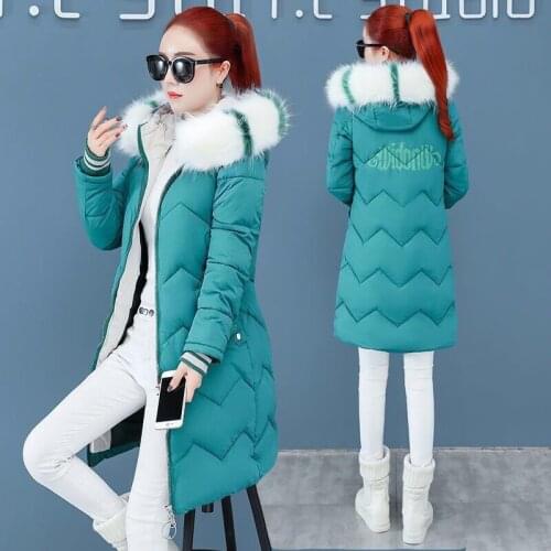 Fake Fur Collar Winter Female Jacket New 2021 Fashion Coat Women Winter Coat Slim Women Parka Warm Hooded Winter Long Jacket 3XL