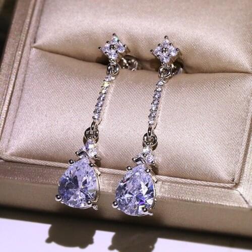 Ladies Drop Earrings Wedding Ring Jewelry Drop Earrings AAA Cubic Zirconia New Fashion Bridal Accessories