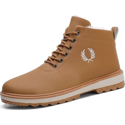 Snow Boots Martin Cotton Boots Mens Autumn and Winter High Top Shoes British Style Plush Thermal Short Boots Fashion Boots Men