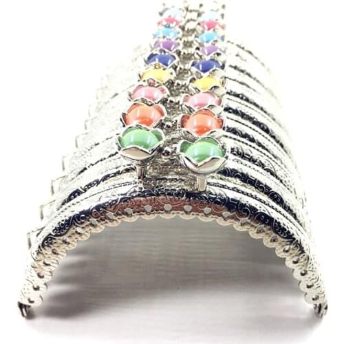 10PCS 8.5cm Arch Metal Purse Bag Frames Kiss Clasps Ruffled Embossed Resin Flower Head DIY Handbag Handle Replace Hardware Parts