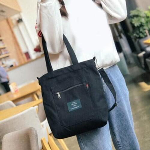 2020 Women Canvas Bags Handbag Girls Student Shopping bags solid Foldable Large Capacity Tote Casual Eco Reusable