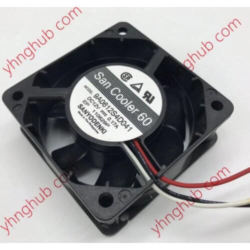 Sanyo Denki 9A0612S4D041 DC 12V 0.17A 60x60x25mm 3-Wire Server Cooling Fan