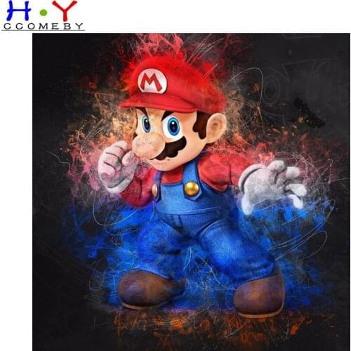 5D Diamond Painting Needlework Full Diamond "Plumber Mario Childhood Memory" Game Embroidery Cube Decorate Rhinestones Gifts